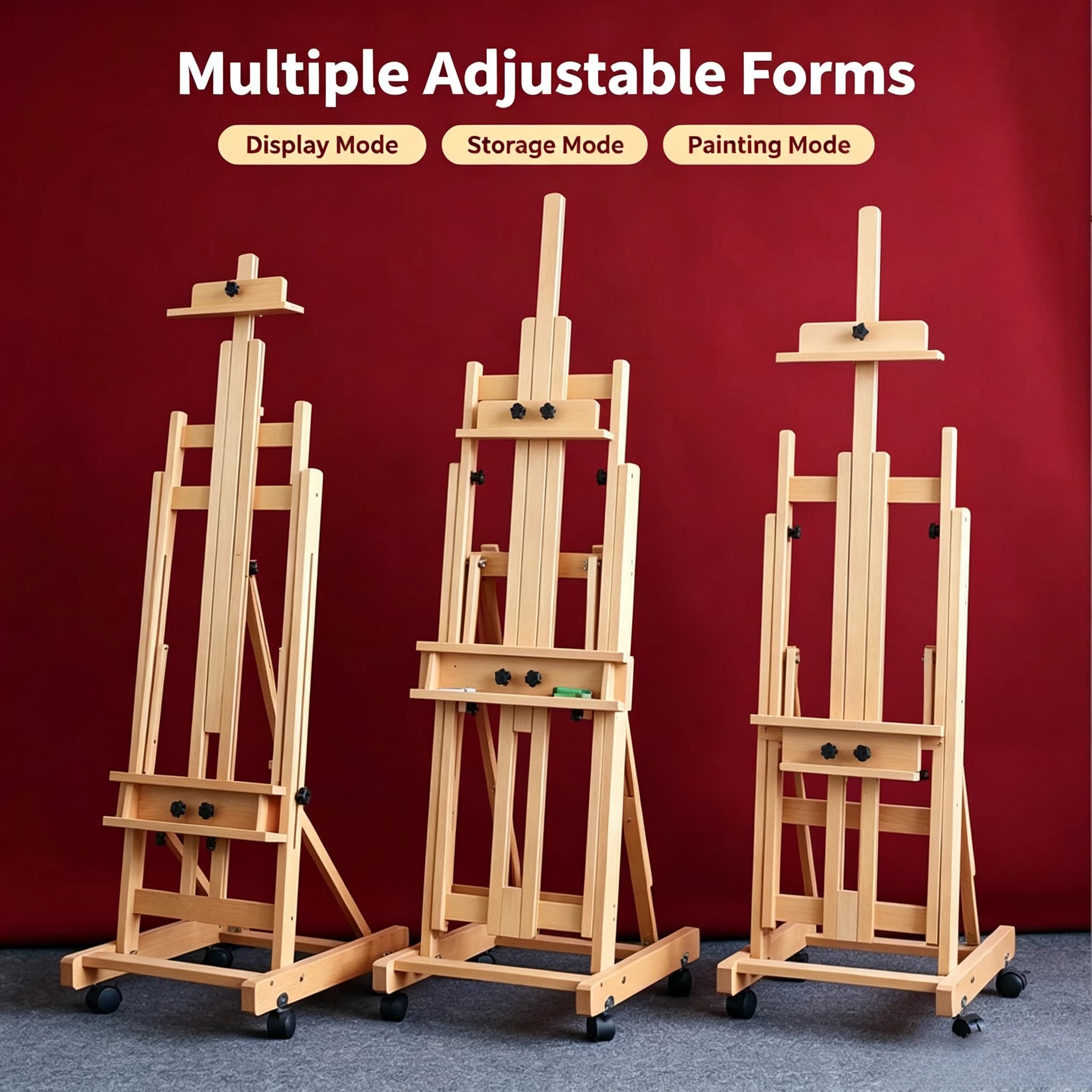 Beech Wood Dual Purpose Floor Easel Adjustable Art Drawing Stand For Student Sketch Painting Advertising Poster Display Holder