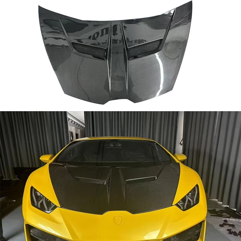 High Quality V Style Dry Carbon Fiber Engine Hood for Lamborghini Huracan LP610 LP580 EVO Upgrade Dry Carbon Fiber  Engine Cover