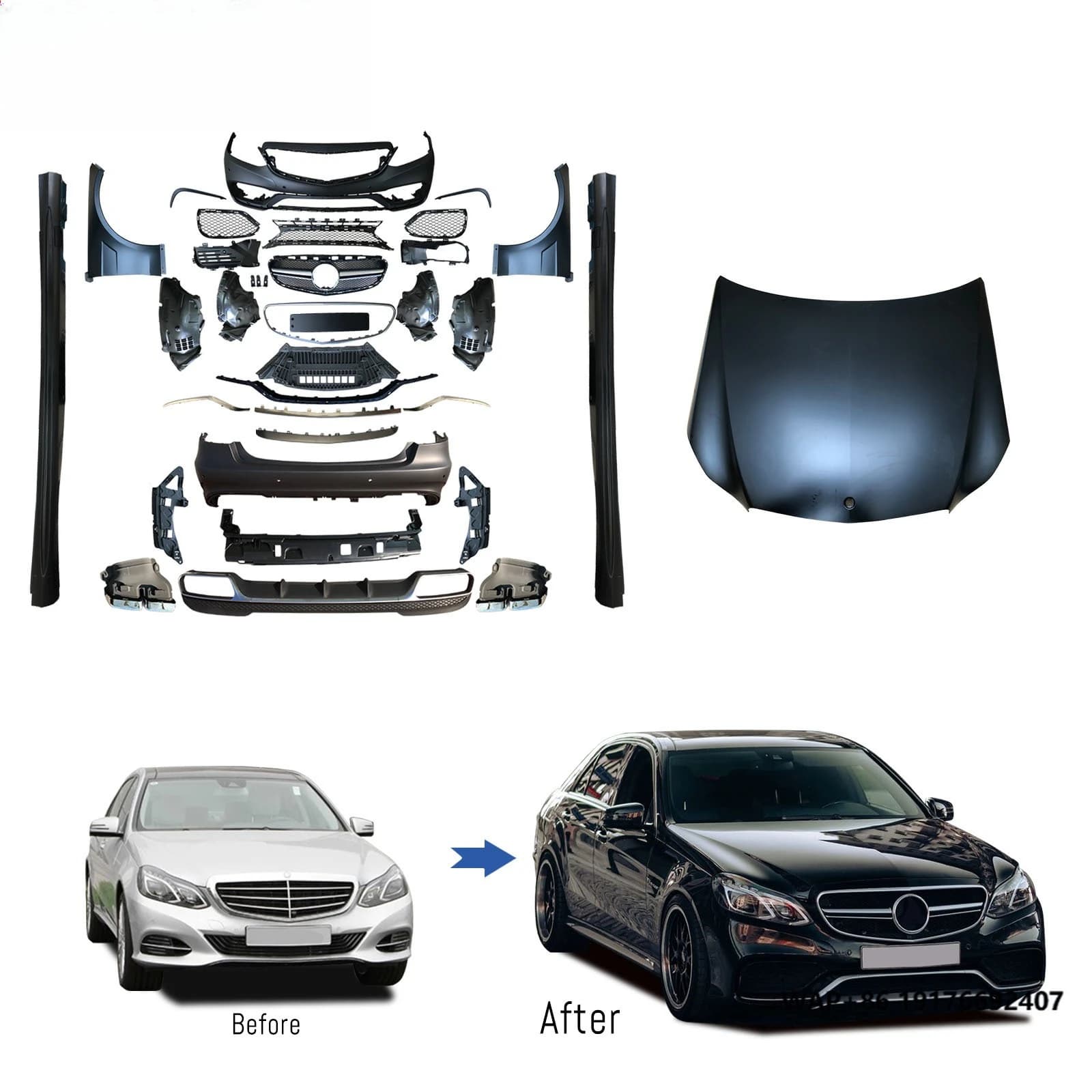 Leishuo Newest E300 Front Bumper Lip W212 E350 Body Kit E63 Bodykit for W212 Body Kit 2013 2014 2015 Upgrade to E63 AMG Bodykit