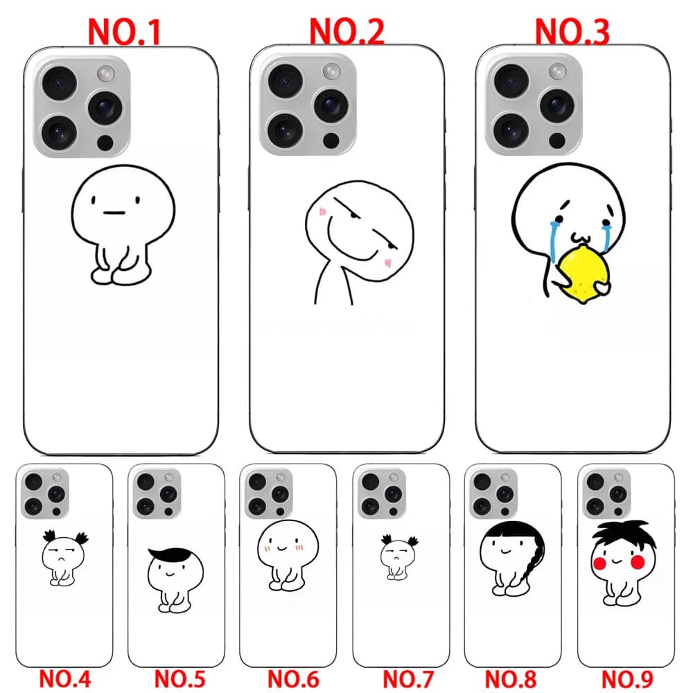 Cute Cartoon Black and White design baby TPU soft case  for iPhone 14 14 Plus 14 Pro 14 Pro Max 15 15 Plus