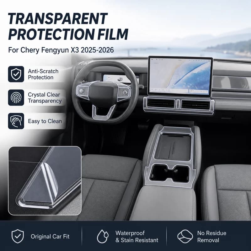For Chery Fengyun X3 2025-2026 Center Console Gear Shift Interior Sticker Custom Modification Transparent Paint Protection Film