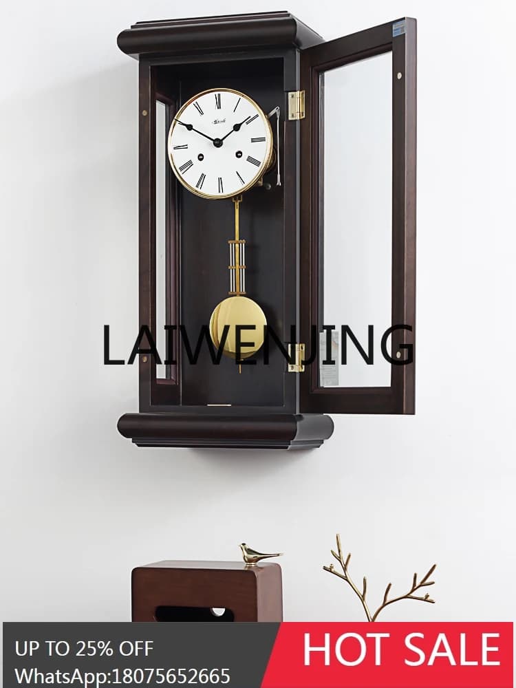 RWJ Solid Wood Mechanical Wall Clock Fashion Retro Clock Creative Decoration Large Wall Clock