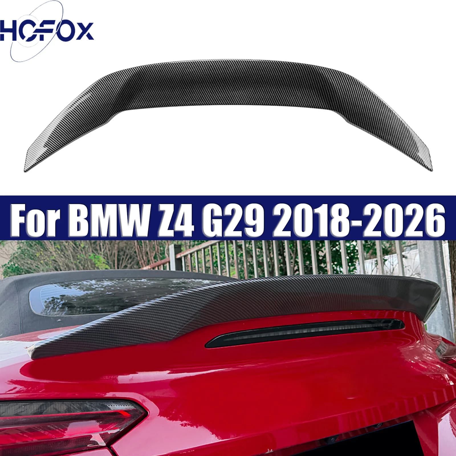 Rear Big Spoiler Wing Lip High Quality ABS Gloss Black Carbon Fiber Look Body Kit Cover For BMW Z4 G29 2018-2026