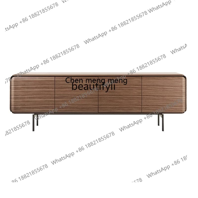 North America Black Walnut Wooden TV Cabinet Solid Wood Living Room Storage Floor Cabinet Nordic Storage Audiovisual Cabinet