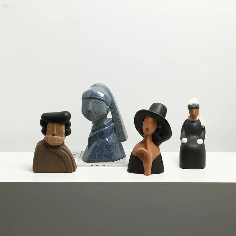 American modern hand-painted coarse sand ceramic abstract figure ornament exhibition hall office bookcase desktop creative