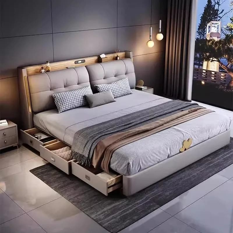 2x2.2m Drawers Storage Bed Luxury Aesthetic Unique Bedroom Beds Modern Lounge Sleeping Meubles De Chambre Home Furniture