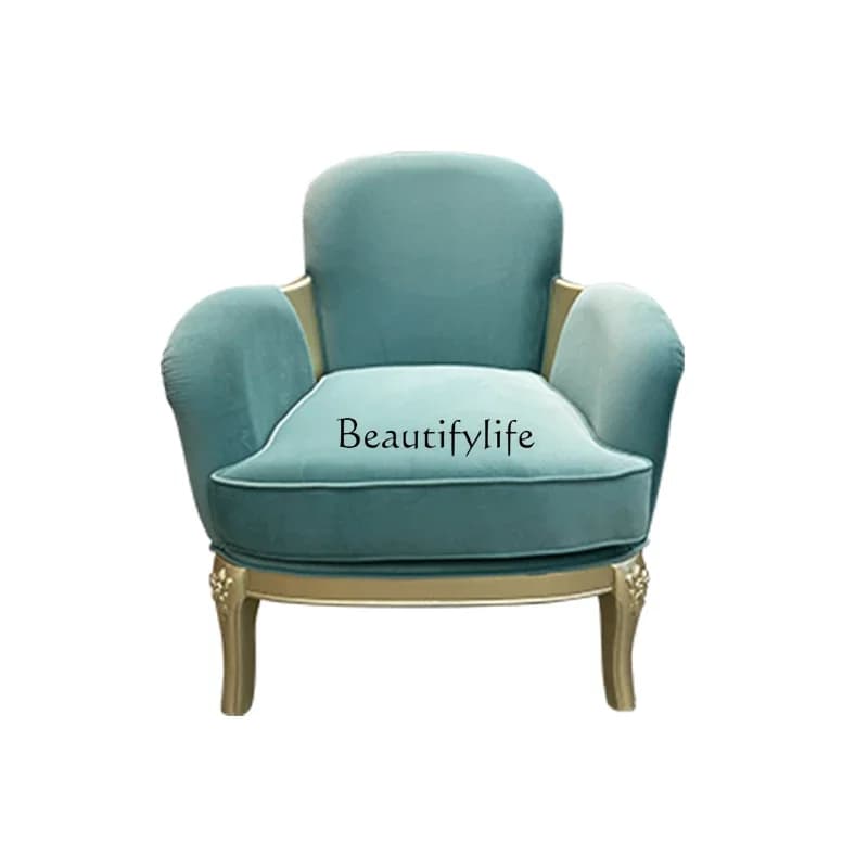 pg55American light luxury solid wood sofa chair living room model room balcony leisure tiger chair
