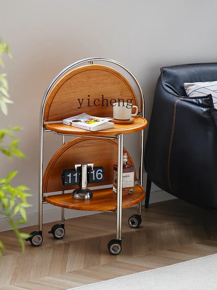 AA Folding Tea Table Removable Mid-Ancient Sofa Side Table Solid Wood Trolley Bedside Shelf