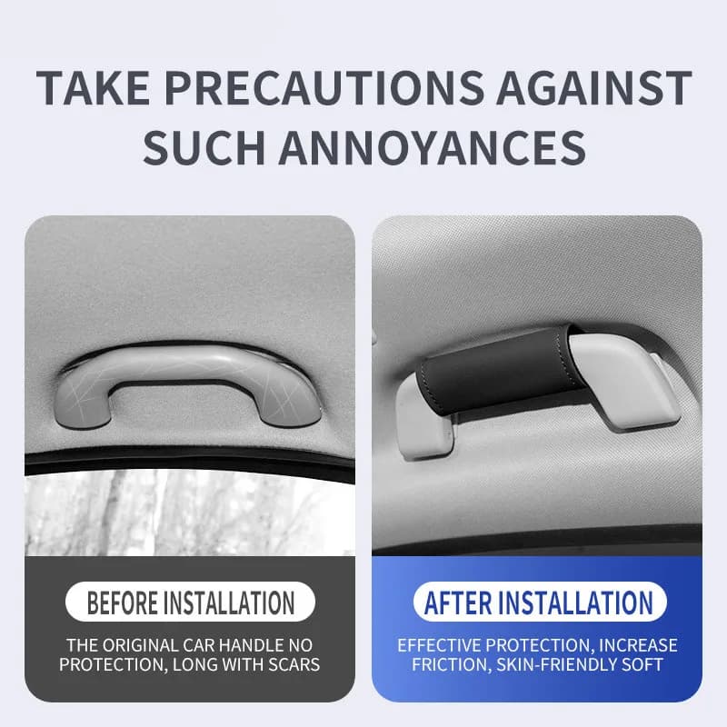 Universal Car Roof Grab Handle Cover PU Leather Car Interior Door Handle Wear-Resistant Protect Cover Auto Interior Accessories