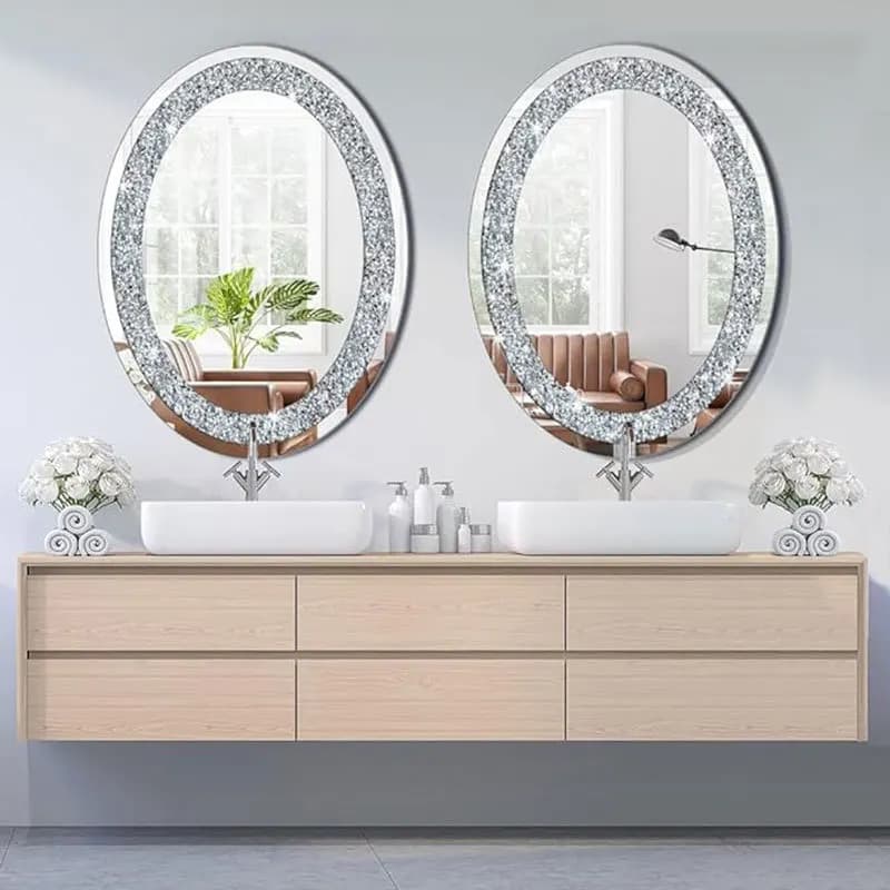 DSA diamond-encrusted decorative mirror living room entrance wall-mounted decorative mirror light luxury bathroom bathroom