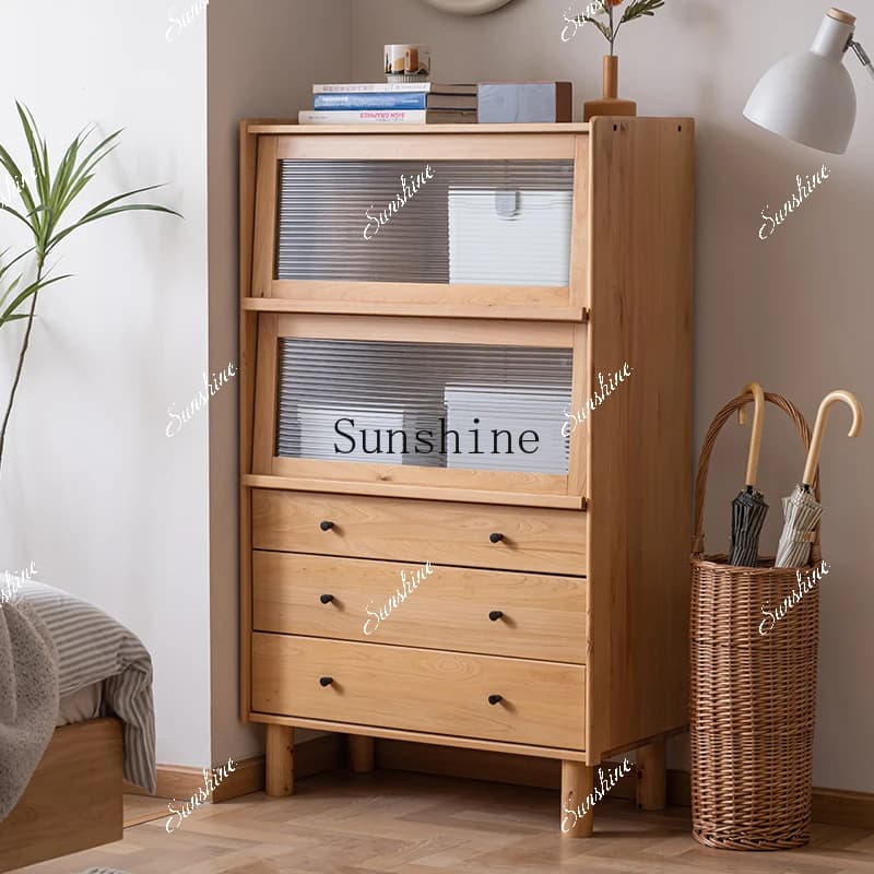 All solid wood chest storage, living room flip against the wall, dining side drawer cabinet, modern and simple  FT