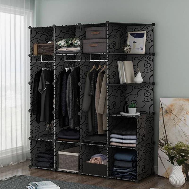 Partitions Clothes Wardrobe Bedroom Organizer Storage Cabinet Plastic Living Room Wardrobe Display Muebles Trendy Furniture