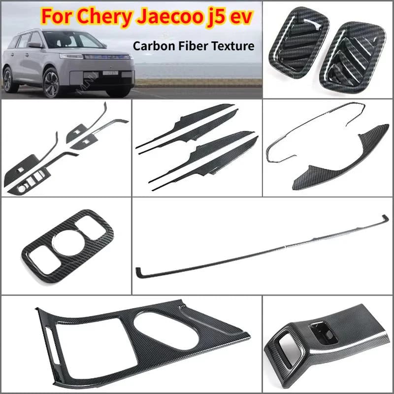 For Chery Jaecoo J5 EV 2025 2026 Car Interior Trim Carbon Fiber Pattern Sticker Custom Fit For Original car accessories interior