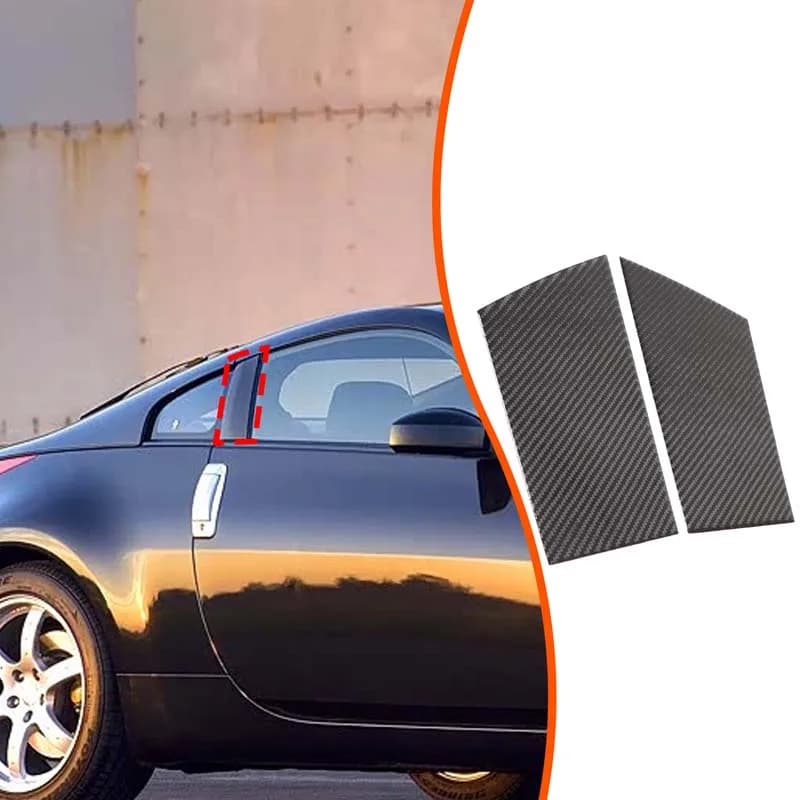 2piece set soft real carbon fiber  For Nissan 350Z 2003-2006 car center pillar decorative sticker car protection accessories
