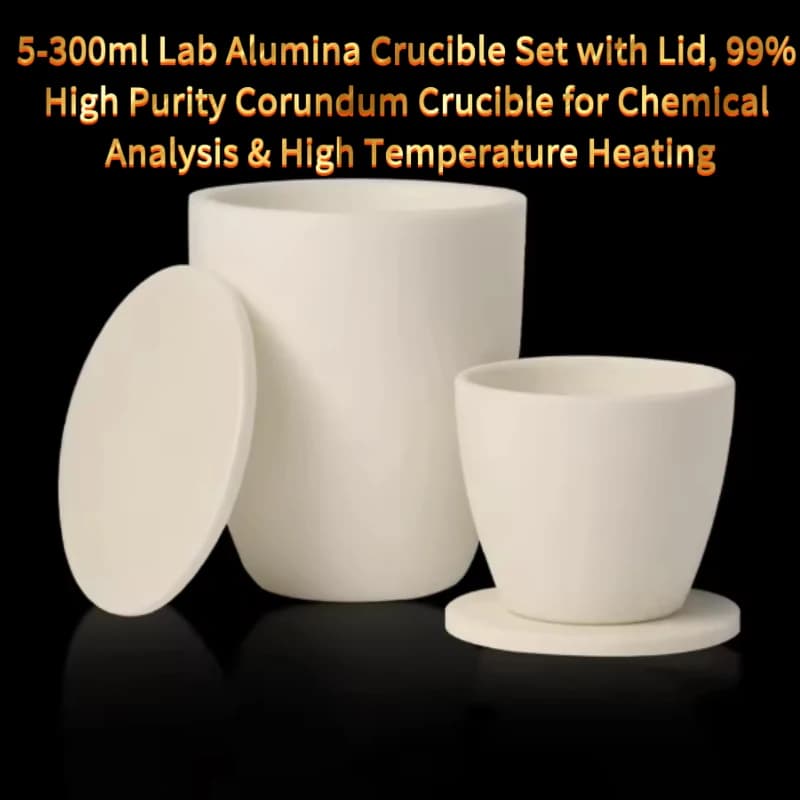 5-300ml Lab Alumina Crucible Set With Lid, 99% High Purity Corundum Crucible Chemical Analysis & High Temperature Heating