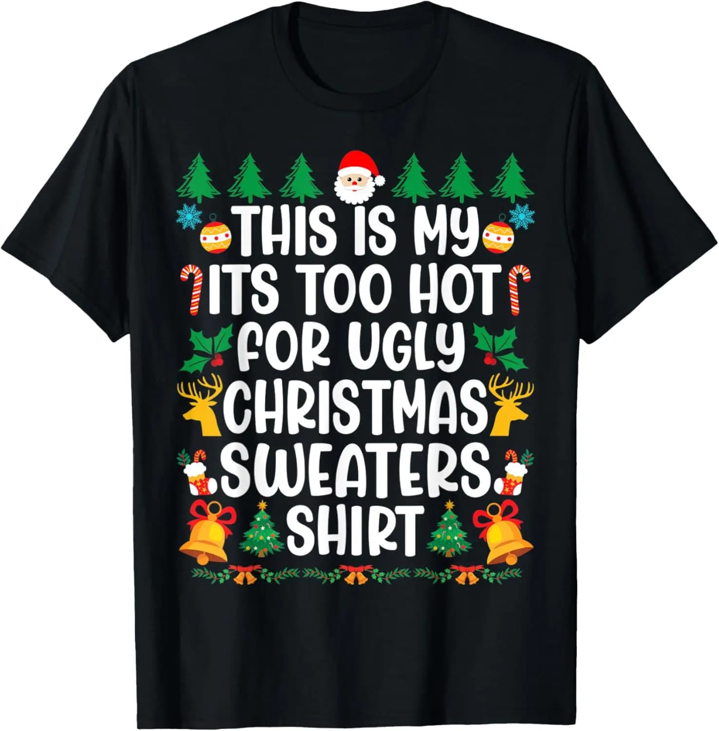 Merry Christmas This Is My Christmas Funny Xmas PJs letters Crewneck printed T-shirt tops casual style Regular short sleeve