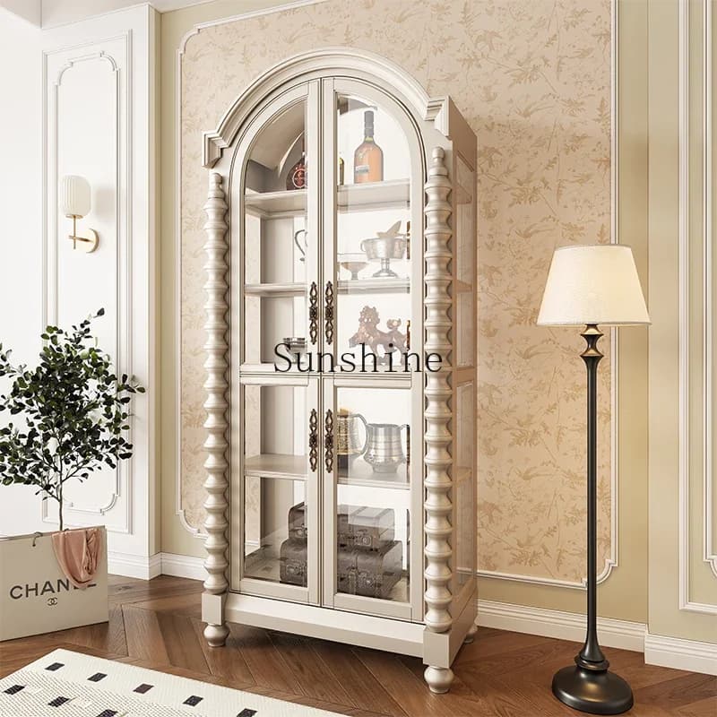 American all-solid wood wine cabinet household living room large-capacity locker       FT