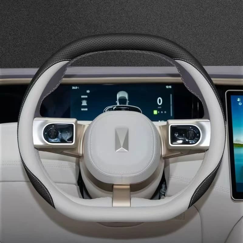 For Changan AVATAR 11 2022-2024 Auto Mobile Leather Hand Sewn Steering Wheel Cover Interior Accessories Protection Decoration