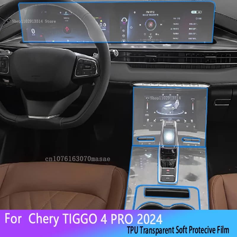 For Chery TIGGO 4 PRO 2024 Car Interior Center Gearbox Console Transparent TPU Protective Film Anti scratch Repair Stickers