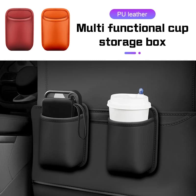 For Ford Kuga MK3 MK4 S Max Focus Puma Fiesta Mondeo Leather Water Cup Storage Box Car Door/Seat Back Organizer Box Drink Holder