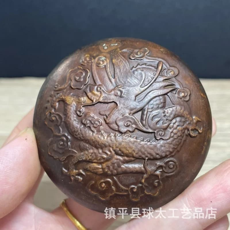 Ink cartridge, four treasures of the study, embossed dragon ink cartridge, small box, Xuan-style calligraphy, decorative ornamen