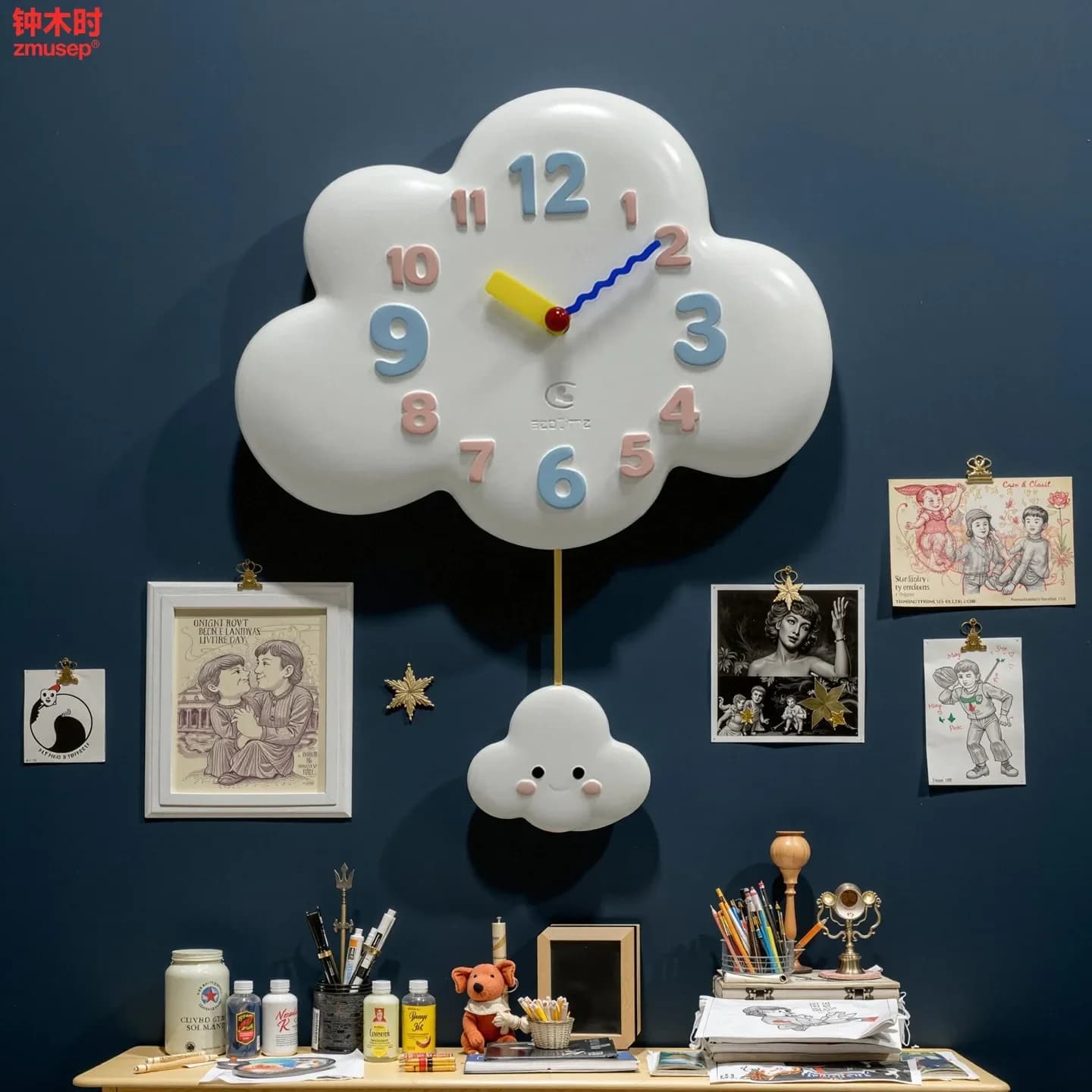 High quality Cloud Resin 3D Creative Cloud Wall Clock Polygonal Geometric Pattern Wall clock Living Room Bedroom Silent Clock