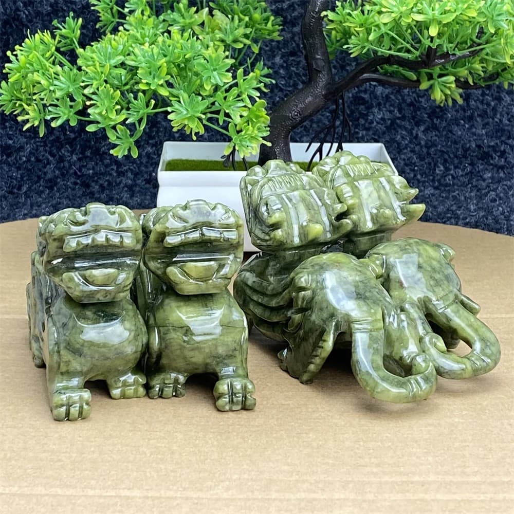 Natural Green Jade Carved And Polished Chinese Mythical Beast Pixiu Ornaments Crystal Crafts Home Decoration To Ward Off Evil Sp