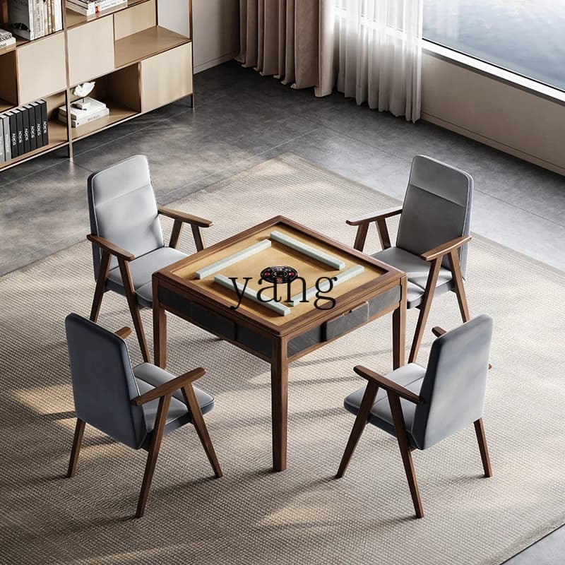 YJQ solid wood mahjong table automatic household mahjong machine dining table dual-purpose integrated new Chinese style