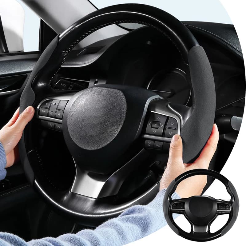 Suede Car Steering Wheel Cover Steering Wheel Universal Anti-Slip Grip Segmented Decor Protection Cap Auto Interior Accessories