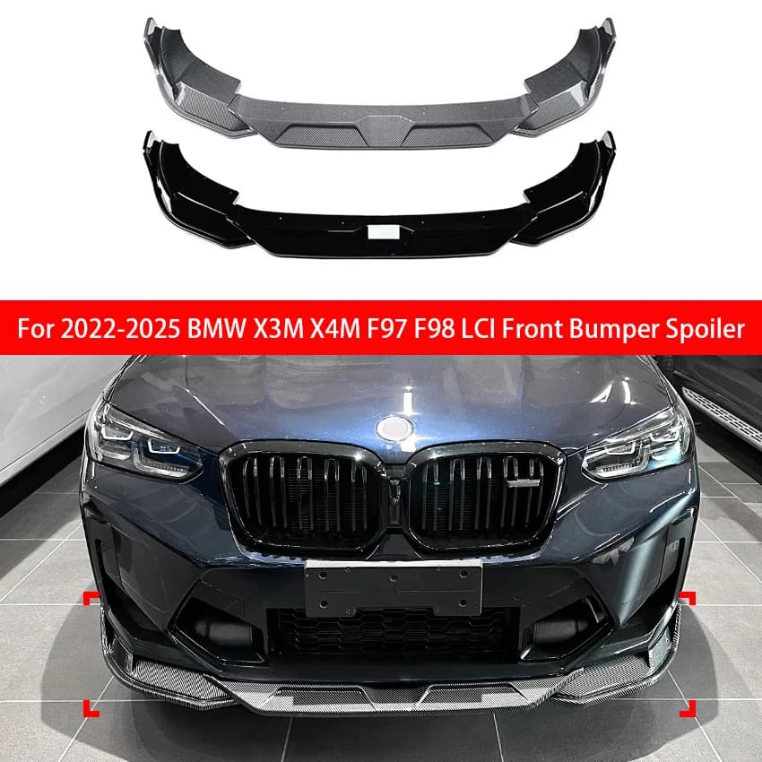 For 2022 2023 2024 2025 BMW X3M X4M F97 F98 LCI Car Front Bumper Lip Spoiler Splitter Trim Accessories