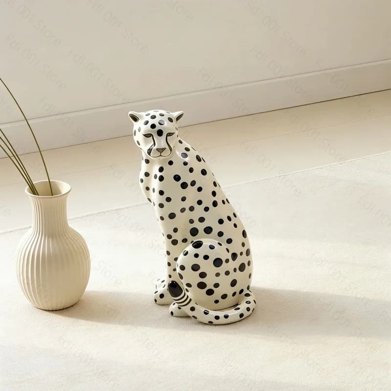 Resin Handicrafts Leopard Cheetah Simulation Animal Sculpture Spotted Leopard Decorative Figurines Home Decoration Accessories