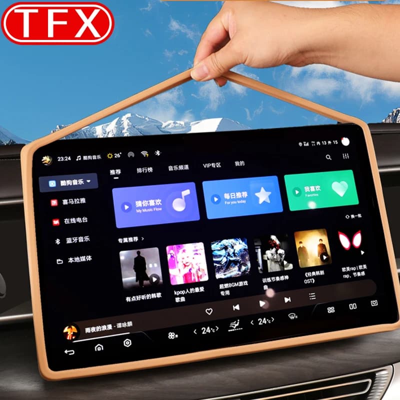 For BYD Denza D9 2024 2025 Car Styling Navigation Screen Frame Protective Cover Rear Display Screen Silicone Strip Accessories