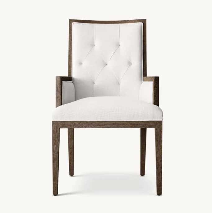 # New Arrival Indoor Furniture Hotel Dining Set Oak Wood Frame Fabric Armchair