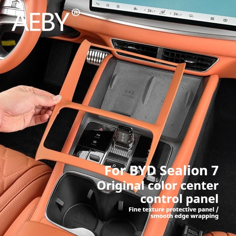 AEBY For BYD Sealion 7 2024 Center Console Panel Trim Frame Car Styling Glossy Cover Easy Installation Interior Accessories