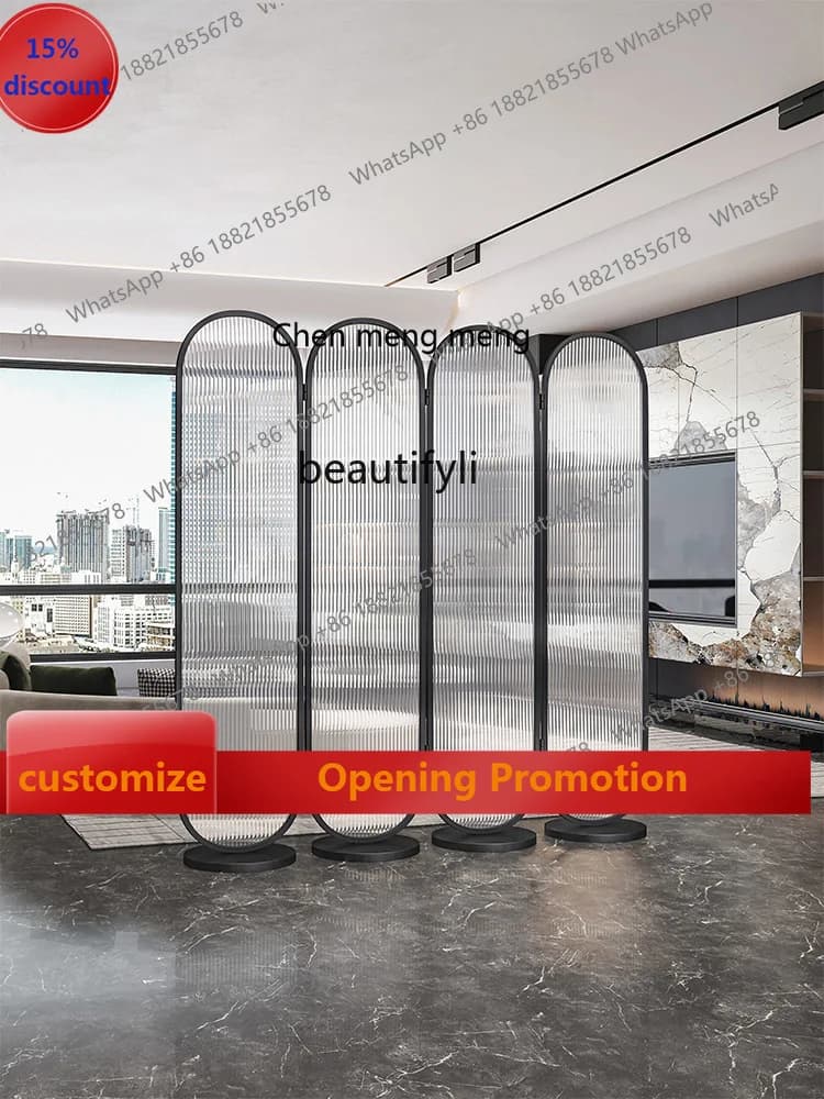 sscn8617 Glass Screen Folding Movable Household Minimalist Living Room Floor Partition Entrance Modern Restaurant Blocking home