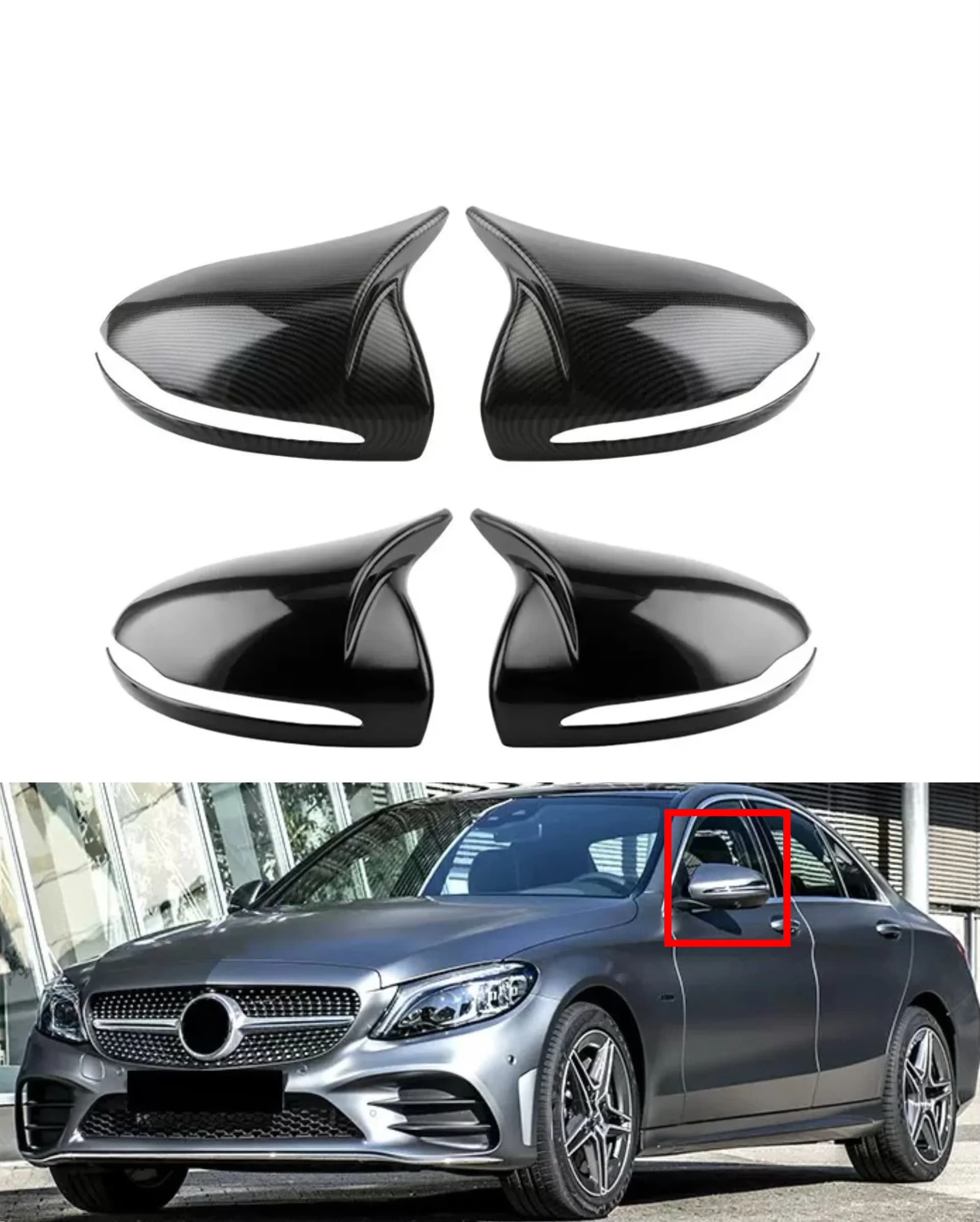 For Mercedes-Benz E GLC S C Class W205 W213 X253 W222 W238 Rearview Side Mirror Cover Wing Cap Exterior Door Rear View Trim LHD