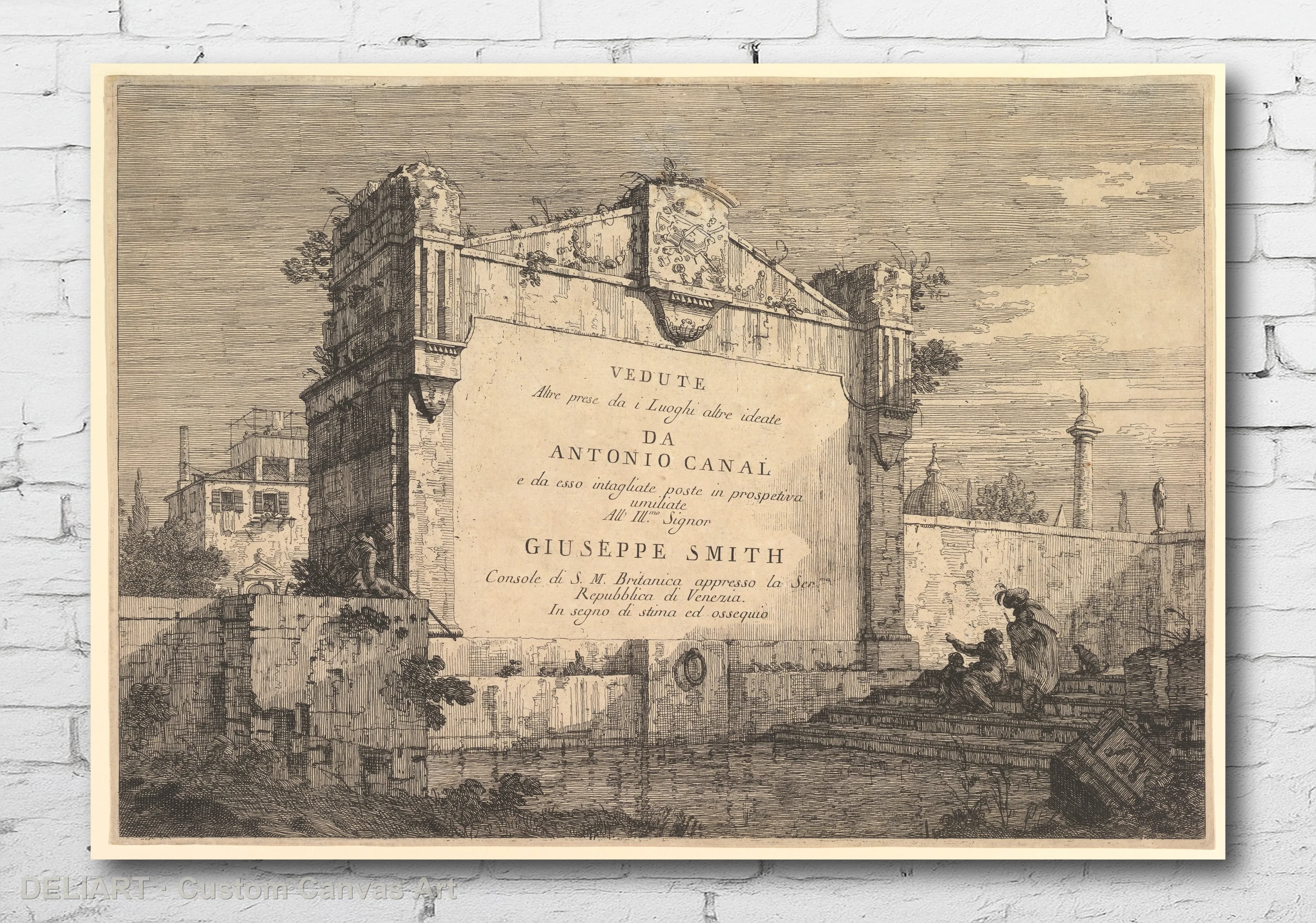 Vintage City Veduta by Canaletto - Fine Art Canvas Wall Art Poster Print Vintage Home Decor Unframed