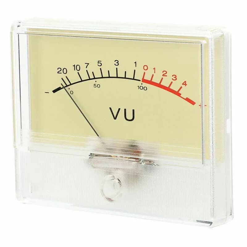 VU Meter Header with Light Bulb Audio Device Panel Amplifier Level Indicator
