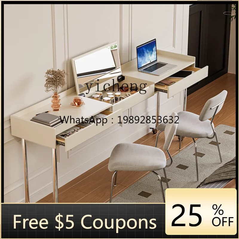 Movable Bedroom and Household Office Computer with Drawer Mini Table for iPad Dresser Desk Integrated