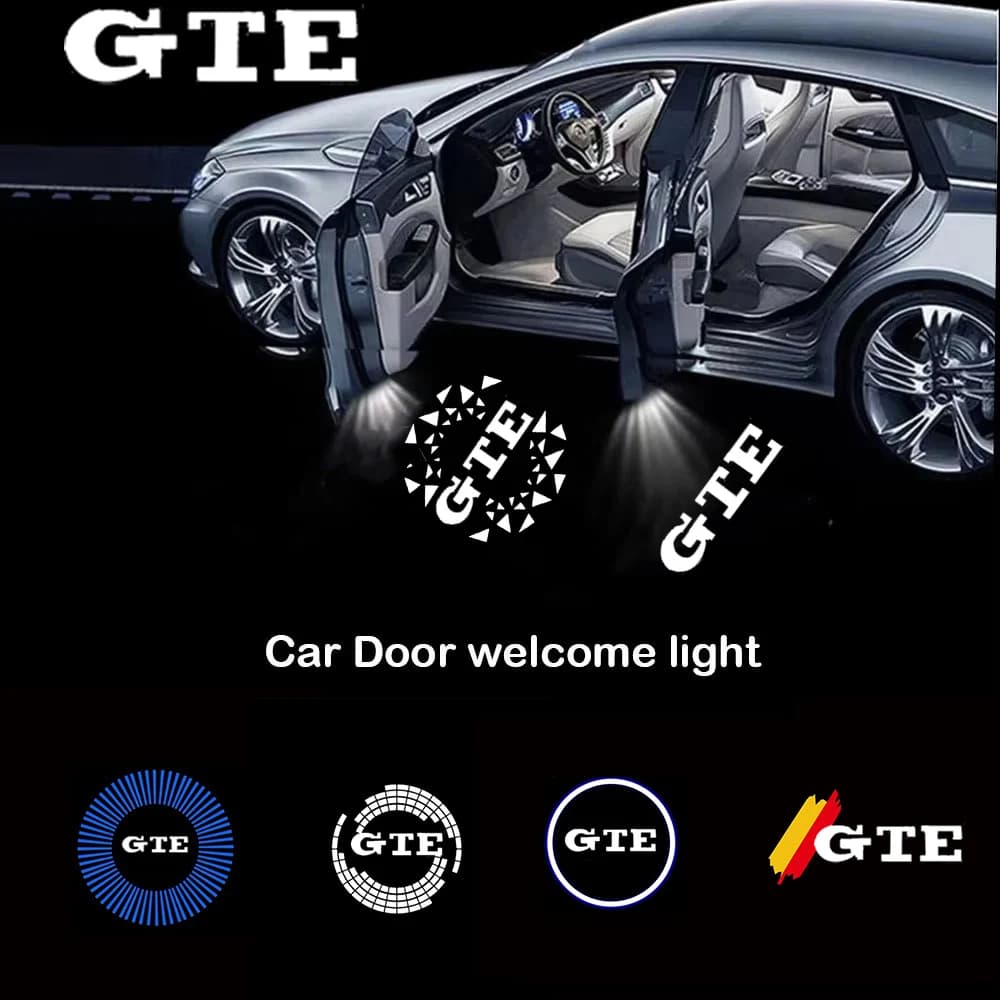 2Pcs HD LED Car Door Welcome Projector Lamp Emblem Light for VW GTE Touareg CC Arteon Touran Sharan Magotan Sagitar - Logo Desig
