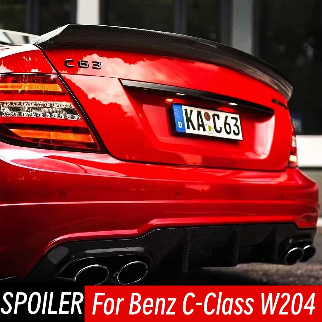 For 2007-2014 Mercedes Benz C-Class W204 C180 C200 C220 C260 C300 C63 Carbon Fiber Rear Trunk Lid Spoiler Wings Car Accessories