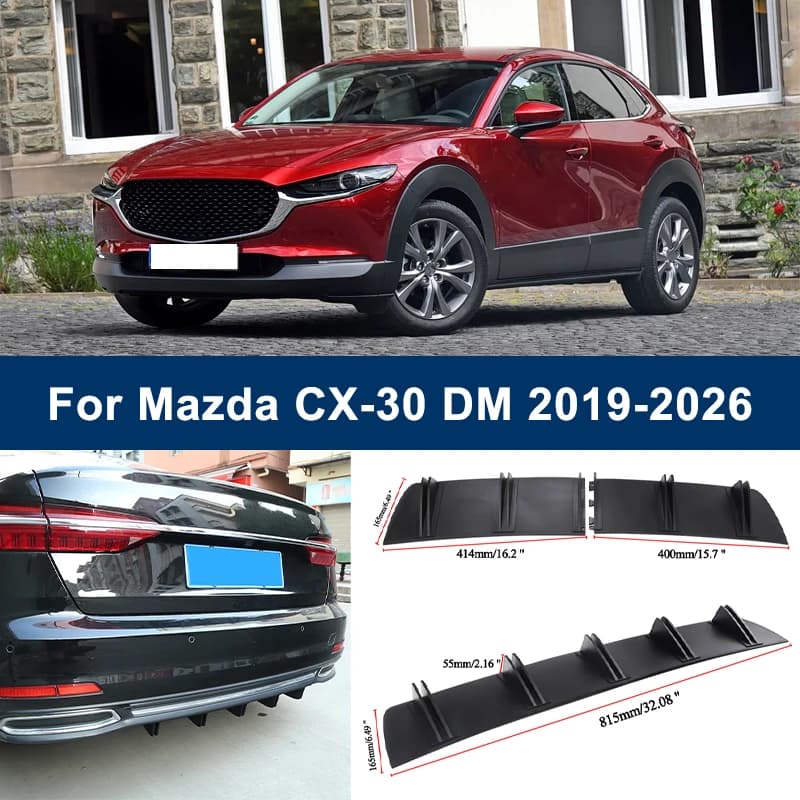 2-Segment Shark Fin Rear Diffuser For Mazda CX-30 DM 2019-2026 2020 2022 Rear Bumper Lip Splitter Chassis Spoiler Tuning Parts