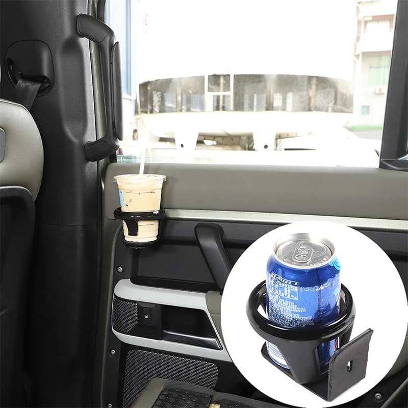 For Land Rover Defender 90 110 130 2020+ Carbon Steel Black Car Interior Door Panel Water Cup Beverage Holder Auto Accessories
