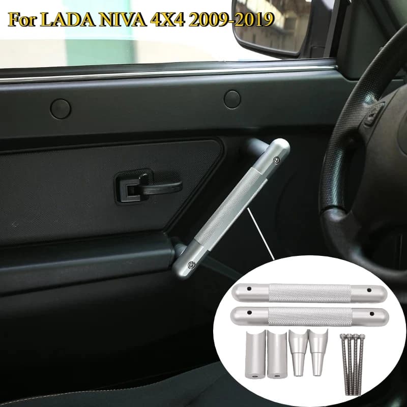 For LADA NIVA 4X4 2009-2019 Aluminum Alloy Silver Car Inner Door Handle Cover Trim Interior Car Modification upgrade Accessories