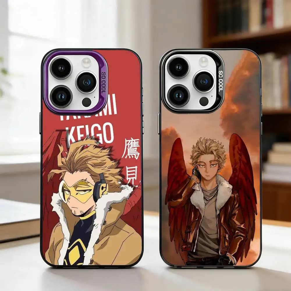 Anime MHA Hawks BNHA Phone Case For iPhone17,16,15,14,13,12,11,Pro,MAX White Matte Shockproof Cover