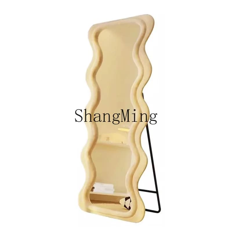 CL  household dressing mirror bedroom fitting mirror cream wind flat head wave full body mirror floor-to-ceiling