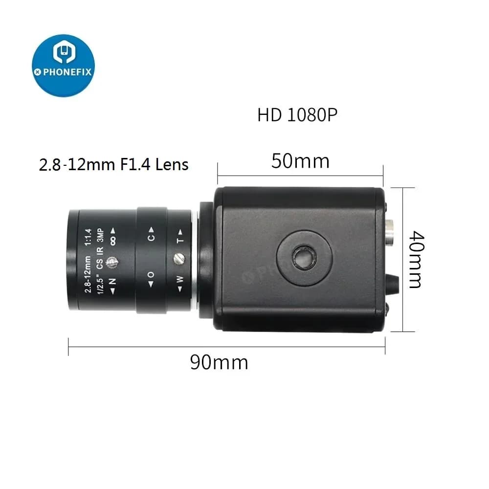 2MP 1080P HDMI Live Streaming Camera Webcam With 2.8-12mm F1.4 CS Mount Zoom Len For Scientific Research Video Call Phone Repair