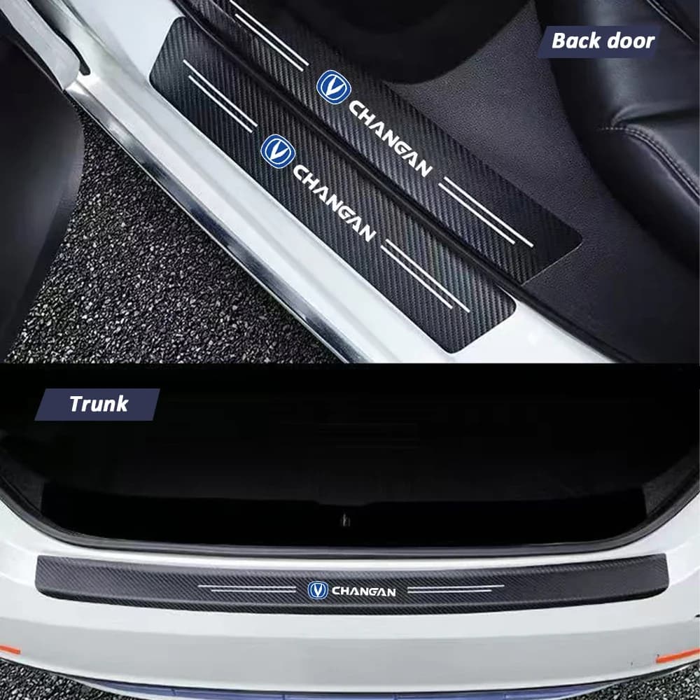 4-5Pcs Carbon Fiber Texture Vehicle Door Entry Sill Strip Guard Anti-Scratch Waterproof Tape Suitable for CHANGAN Accessories