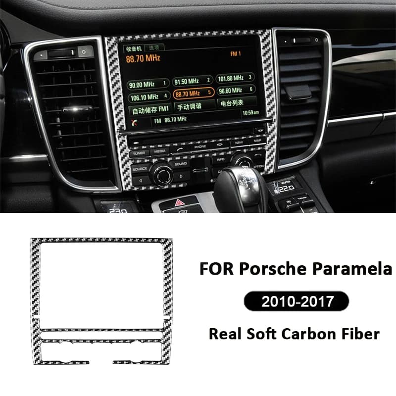 For Porsche Paramela 2010-2017 Carbon Fiber Car Center Console Navigation Screen Control Panel Frame Interior Decoration Sticker