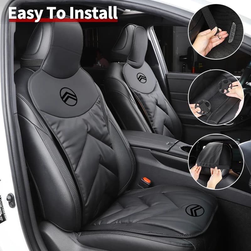 Car Front Rear Seat Cover Leather Cushion Backrest Protective Mat Accessories For Citroen C4 C3 C5 C1 C2 Berlingo Celysee Cactus
